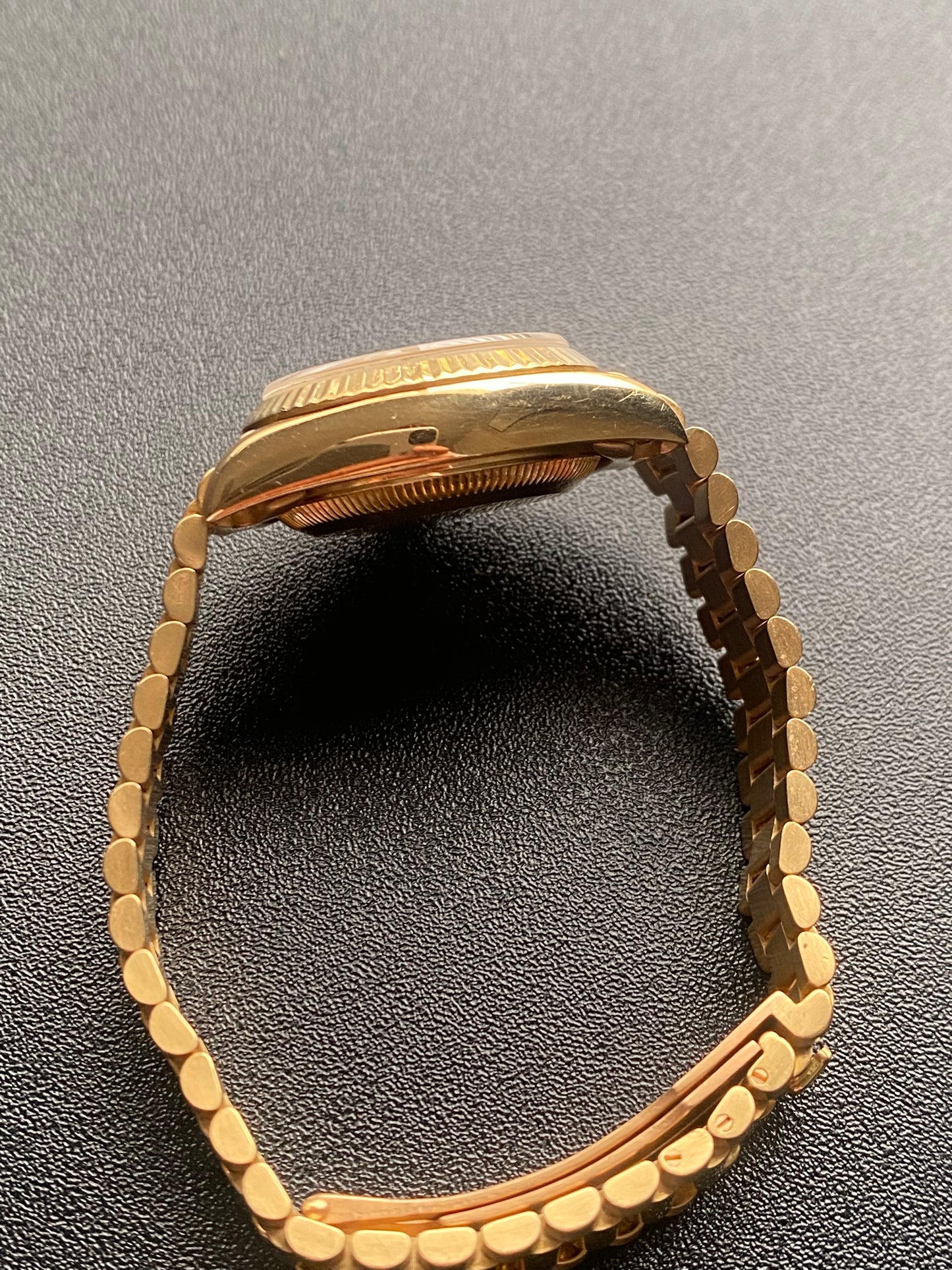 Ladies "President" 18 Kt Gold Rolex Presidential watch 26 mm model #69178, with gold-tone dial, circa 1984